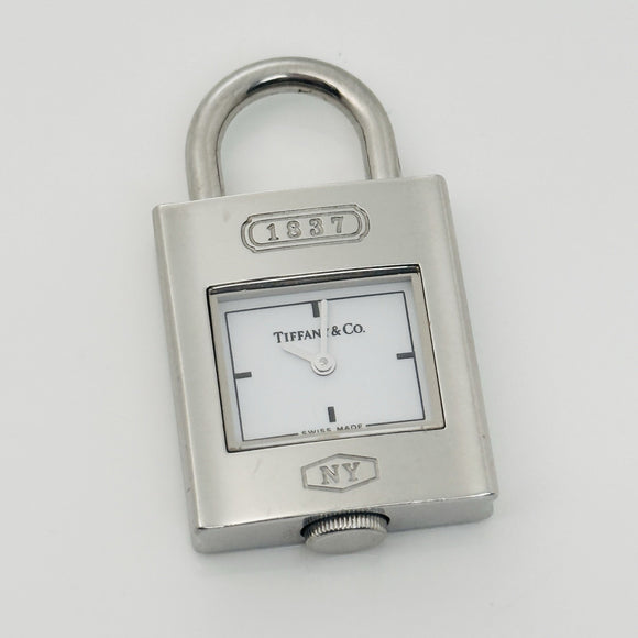 Tiffany 1837 Watch Clock Padlock Lock Charm Pendant in Stainless Steel