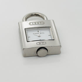 Tiffany 1837 Watch Clock Padlock Lock Charm Pendant in Stainless Steel - 0