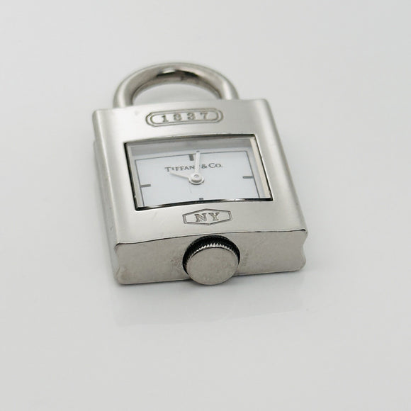 Tiffany 1837 Watch Clock Padlock Lock Charm Pendant in Stainless Steel