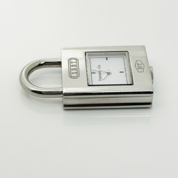 Tiffany 1837 Watch Clock Padlock Lock Charm Pendant in Stainless Steel