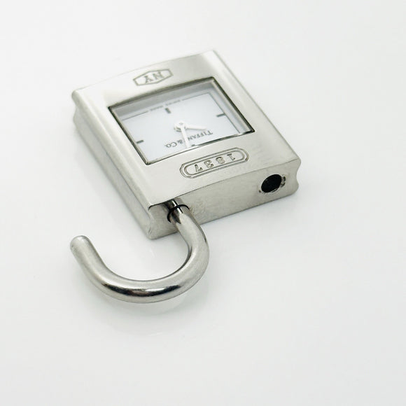 Tiffany 1837 Watch Clock Padlock Lock Charm Pendant in Stainless Steel