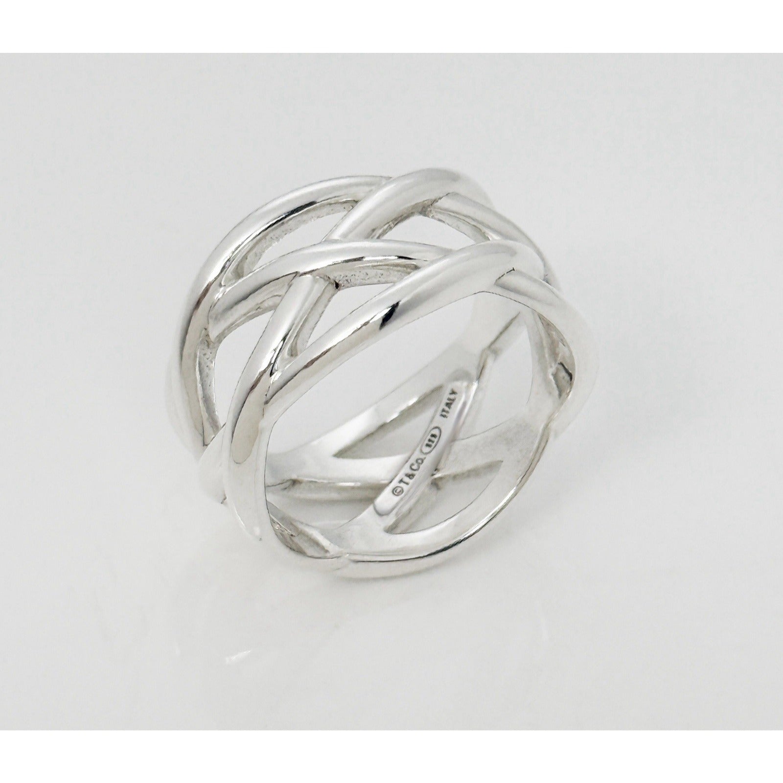 Size 8.5 Tiffany & Co Sterling Silver Braided Celtic Knot Weave Ring Mens Unisex