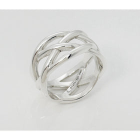 Size 8.5 Tiffany & Co Sterling Silver Braided Celtic Knot Weave Ring Mens Unisex