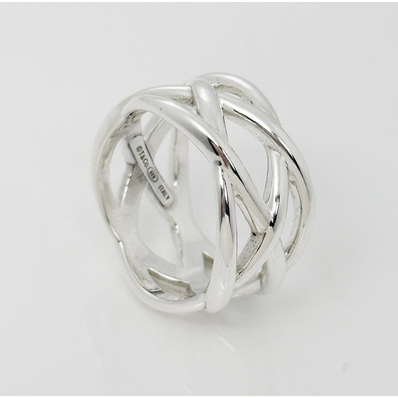 Size 8.5 Tiffany & Co Sterling Silver Braided Celtic Knot Weave Ring Mens Unisex - 0