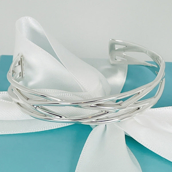7.5"  Tiffany Braided Cuff Bracelet in Silver - 1