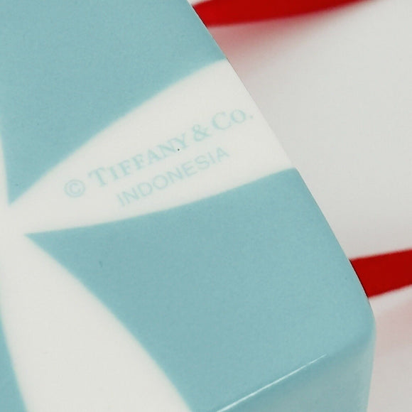 Tiffany Blue Gift Box and Bow Christmas Holiday Ornament Bone China Porcelain