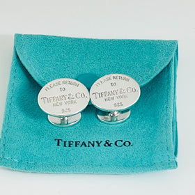 Please Return to Tiffany Oval Cufflinks in Sterling Silver - 0