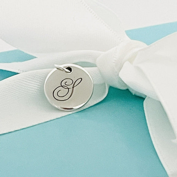 Tiffany Silver Letter S Alphabet Initial Round Circle Notes Charm Pendant