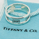 Size 12.5 Tiffany & Co 1837 Cutout Stencil Open Ring Mens Unisex in Silver-8