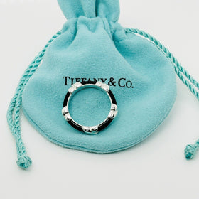Size 7 Tiffany Signature X Kiss Ring in Black Enamel and Sterling Silver - 0