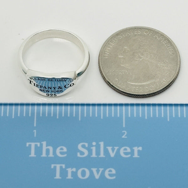 Size 8 Please Return to Tiffany & Co Oval Signet Ring in Sterling Silver - 6