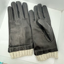 Tiffany & Co Black and Blue Leather and Cashmere Women's Winter Gloves-1