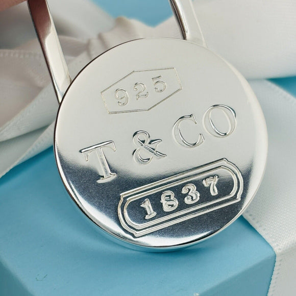 Tiffany & Co Large 1837 Padlock Key Ring KeyChain in Sterling Silver