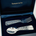 Tiffany ABC Teddy  Bear Baby Spoon and Fork Set by in Sterling Silver - 1