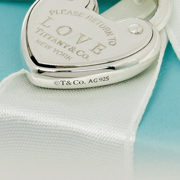 18" Please Return to Tiffany Love Heart Charm Pendant Padlock Lock Rolo Necklace - 8