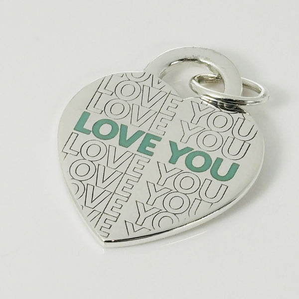 Return to Tiffany LOVE YOU Blue Enamel Extra Large Heart Tag Charm or Pendant - 1