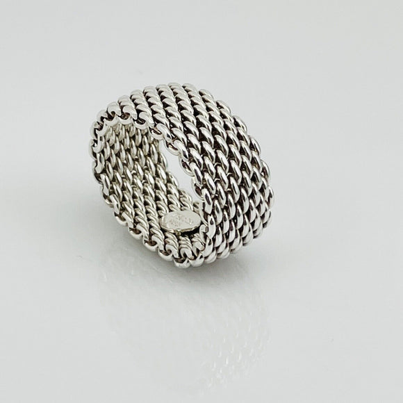 Size 7 Tiffany & Co Sterling Silver Somerset Mesh Weave Ring