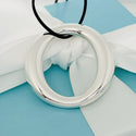 19" Tiffany & Co Elsa Peretti Sevillana O Silver Pendant on Silk Cord Necklace - 5