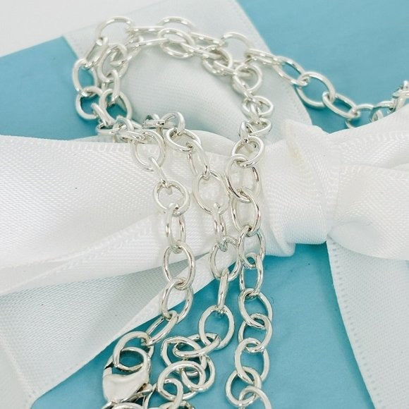 18" Tiffany & Co Infinity Pendant Necklace Large Heavy Oval Links in Silver
