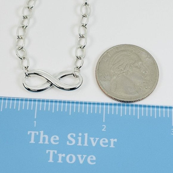 18" Tiffany & Co Infinity Pendant Necklace Large Heavy Oval Links in Silver