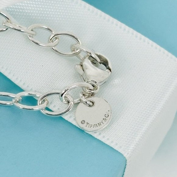 18" Tiffany & Co Infinity Pendant Necklace Large Heavy Oval Links in Silver