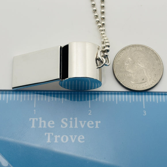 Tiffany & Co Coach Sport Whistle on 34" Bead Dog Chain in Sterling Silver