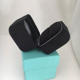 Tiffany Empty Jewelry Ring Box Blue Black Suede Presentation Storage - 0