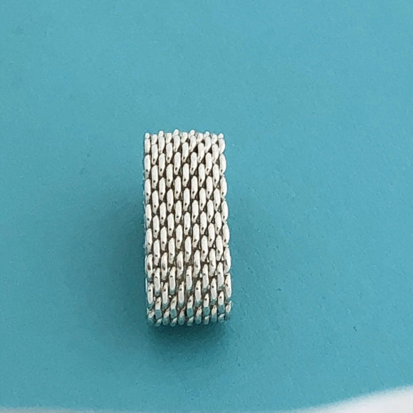 Size 6.5 Tiffany & Co Sterling Silver Somerset Mesh Basket Weave Ring