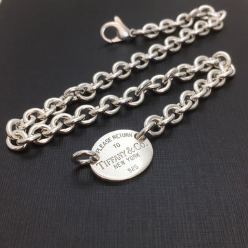 17” Please Return To Tiffany Oval Tag Choker Pendant Necklace in Sterling Silver - 0