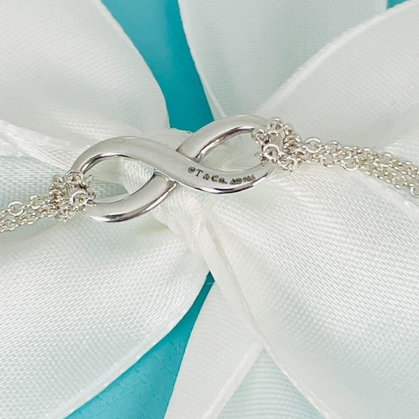 Tiffany & Co Blue Enamel Infinity Pendant Double Chain Necklace - 4