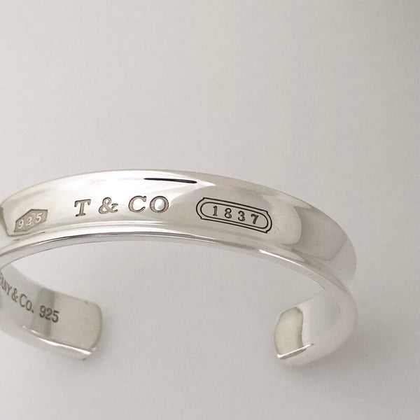 Small 6" Tiffany & Co Sterling Silver 1837 Wide Cuff Bracelet - 2