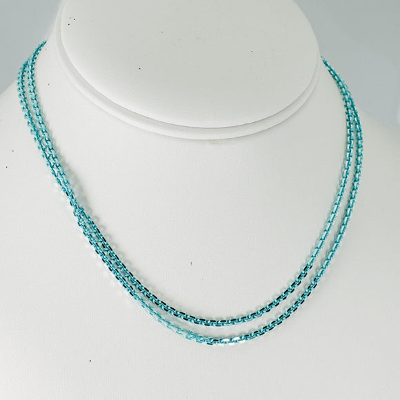 Tiffany & Co Sparkler Blue Coated Silver Enamel Chain Necklace 30" 2.5mm Links