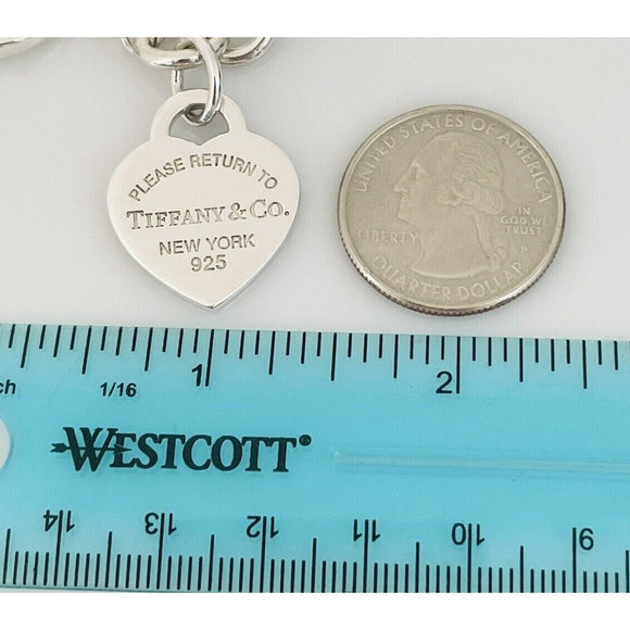 20 inch Large Return to Tiffany & Co New York Heart Tag Necklace in Silver