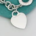 Large Tiffany & Co Sterling Silver Blank Heart Tag Toggle Charm Bracelet - 2