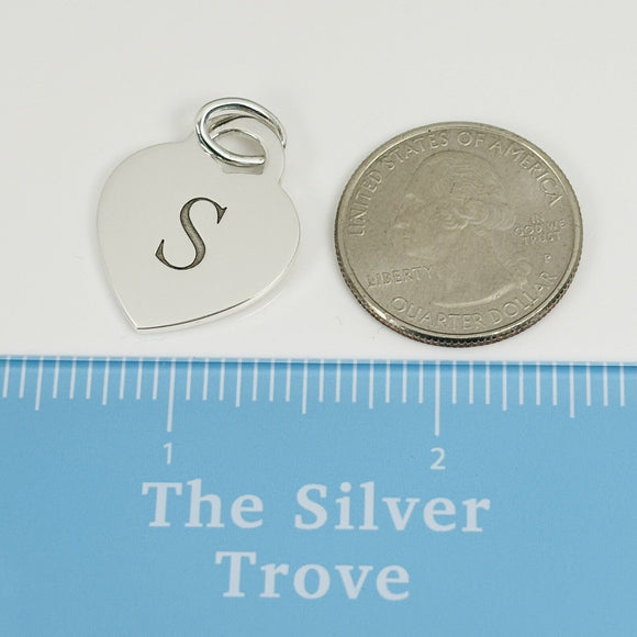 Tiffany Letter S Heart Pendant or Charm Notes Alphabet