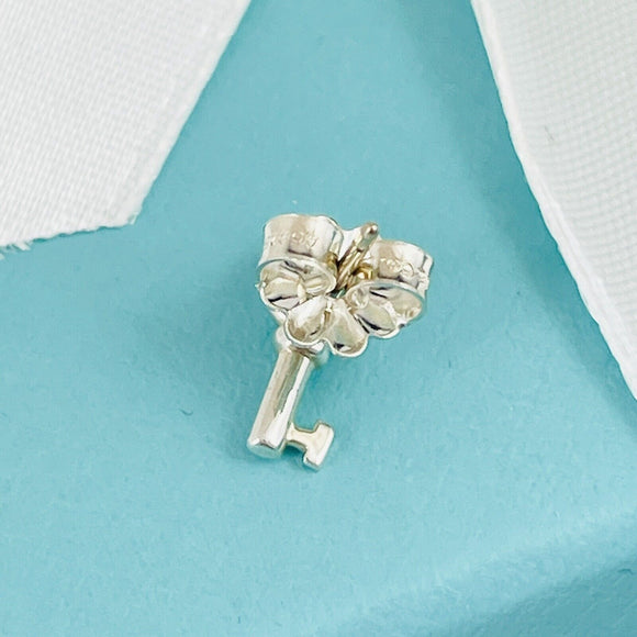 Tiffany & Co SINGLE Key Stud Earring Replacement Lost Mens Unisex Silver