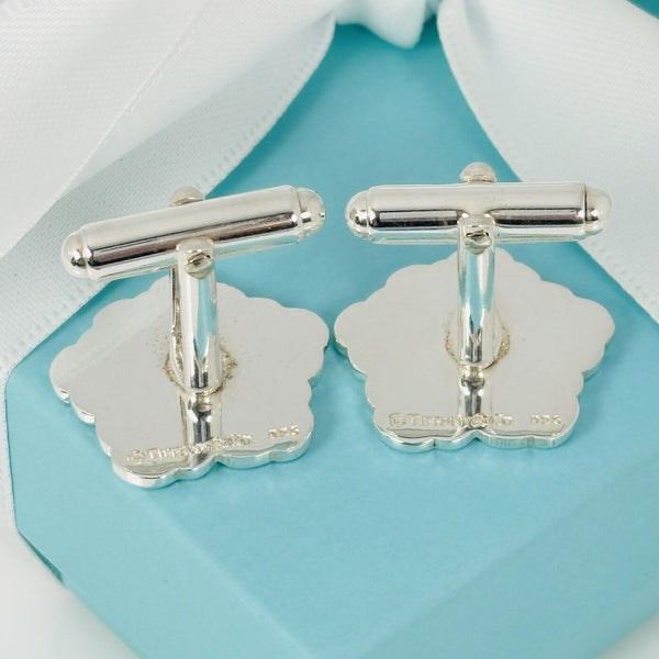 RARE Tiffany & Co Hibiscus Flower Cufflinks in Sterling Silver - 4