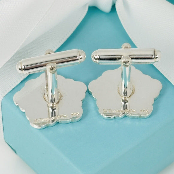 RARE Tiffany & Co Hibiscus Flower Cufflinks in Sterling Silver