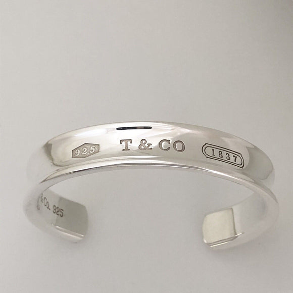 Small 6" Tiffany & Co Sterling Silver 1837 Wide Cuff Bracelet