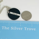 Tiffany T&CO Silver and Black Titanium Disc Round Tag Pendant 3mm Chain Necklace - 7