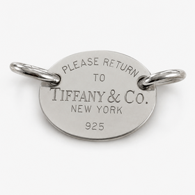 Please Return to Tiffany & Co Sterling Silver Oval Tag Pendant From Choker