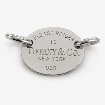 Please Return to Tiffany & Co Sterling Silver Oval Tag Pendant From Choker