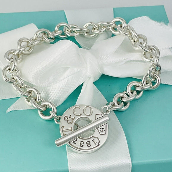 8.25" Large Tiffany & Co Sterling Silver 1837 Mens Unisex Toggle Bracelet