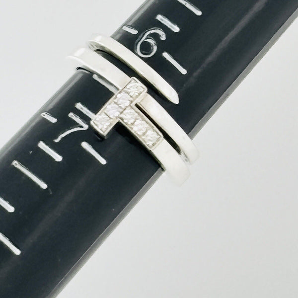 Size 6.5 Tiffany T Square Wrap Diamond Ring Band in Sterling Silver - 6