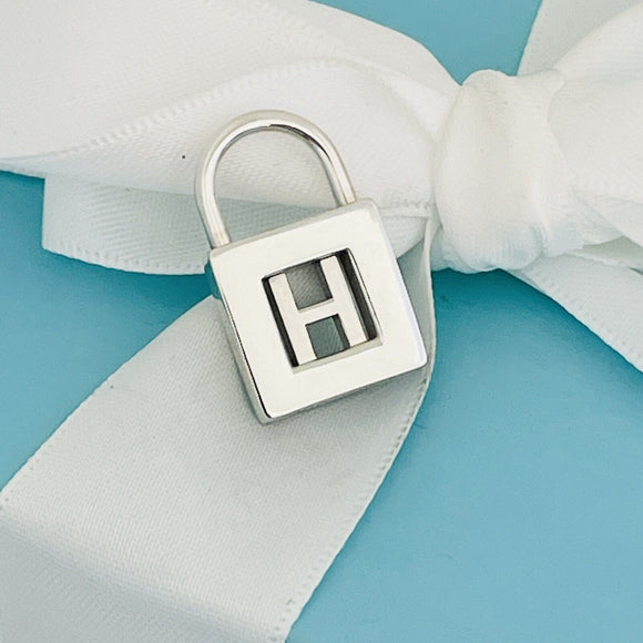 Tiffany & Co Sterling Silver Letter "H" Alphabet Initial Padlock Charm Pendant