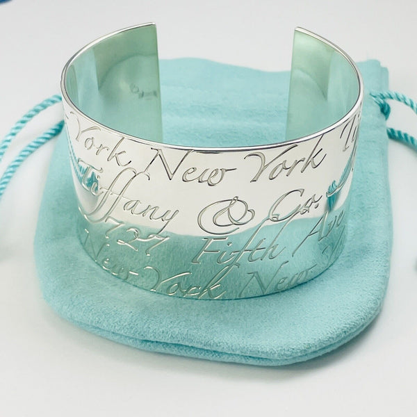 6.5" Tiffany & Co 727 Fifth Ave New York Notes Cuff in Sterling Silver - 3