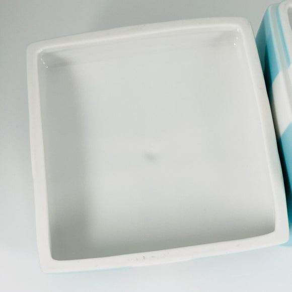 4.3" Large Tiffany Porcelain Blue Bone China Trinket Gift Box Ceramic Jewelry