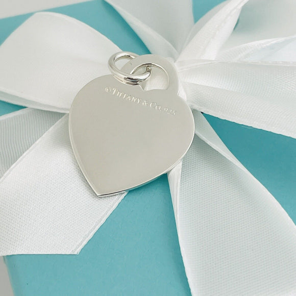 Tiffany & Co I LOVE YOU Notes Heart Script Charm or Pendant in 925 Silver