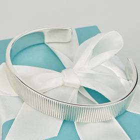 Tiffany & Co Coin Edge Cuff Bracelet 6.75" Mens Unisex in 925 Sterling SIlver