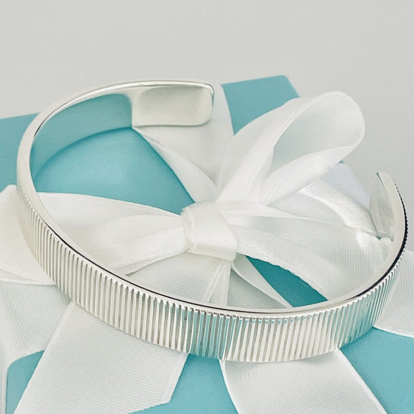 Tiffany & Co Coin Edge Cuff Bracelet 6.75" Mens Unisex in 925 Sterling SIlver